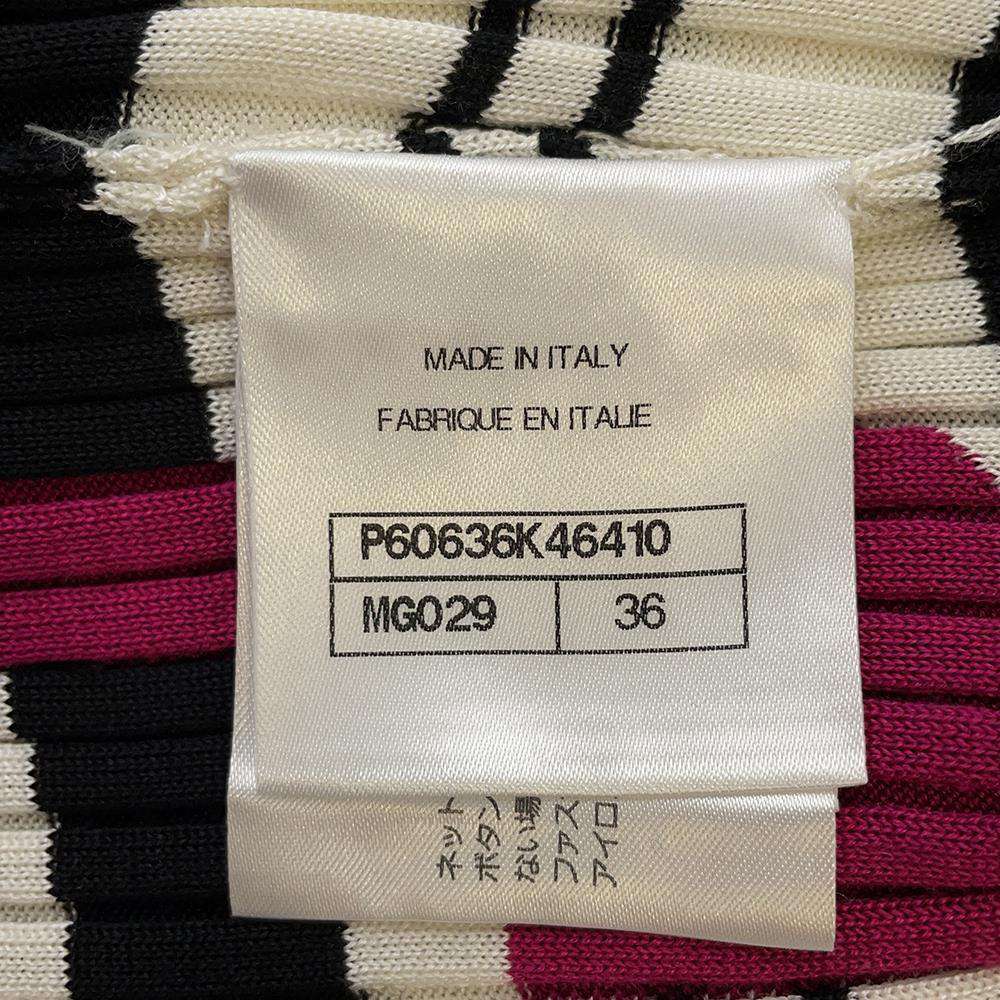 CHANEL Knit dress Size 36 White/BlackP60636 Silk84% Elastine16%