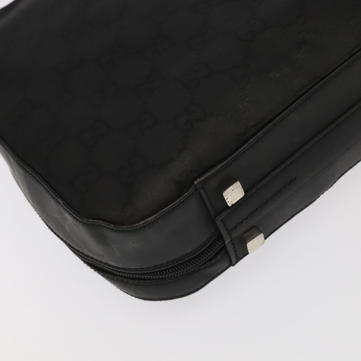 GUCCI GG Canvas Business Bag Black Silver 100341