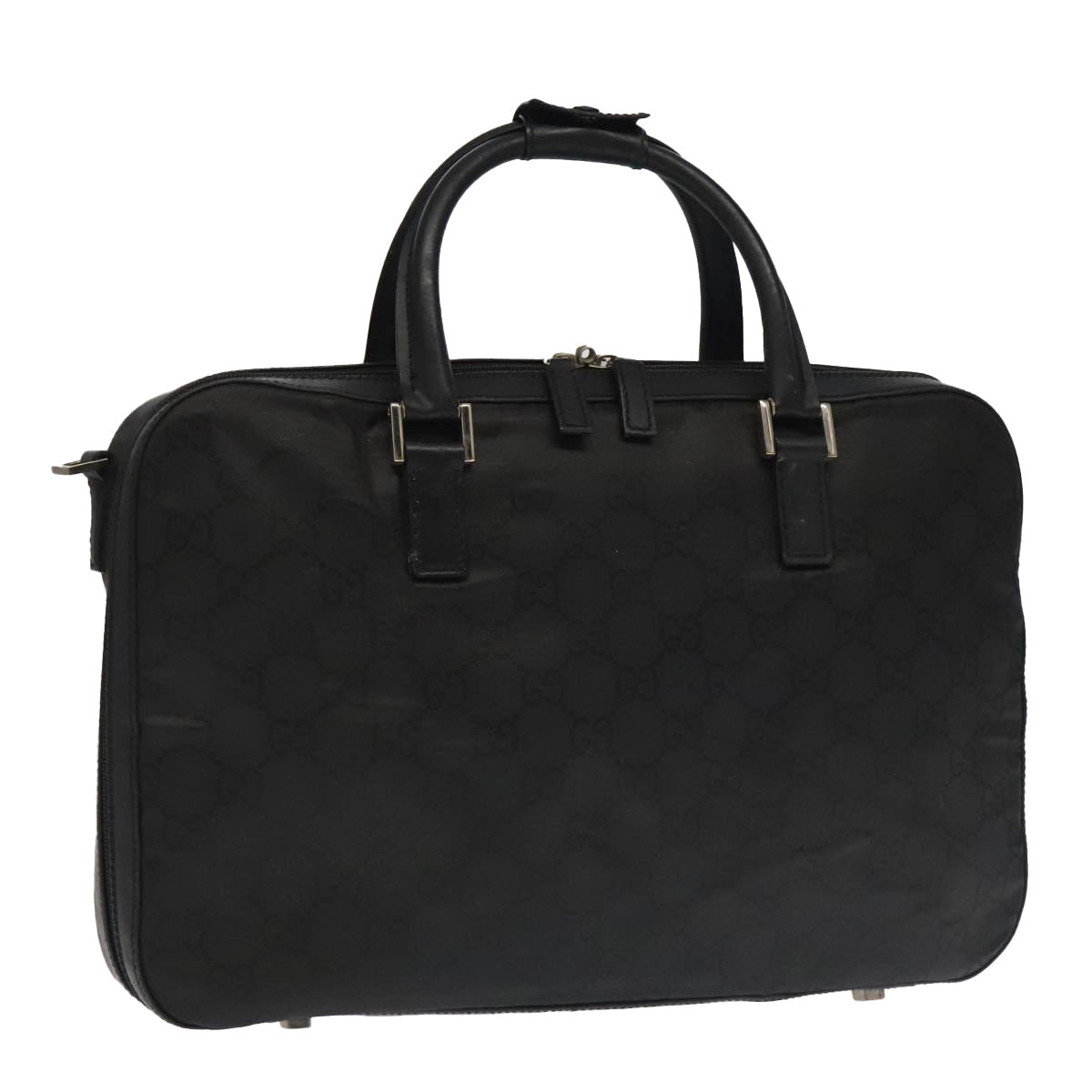 GUCCI GG Canvas Business Bag Black Silver 100341