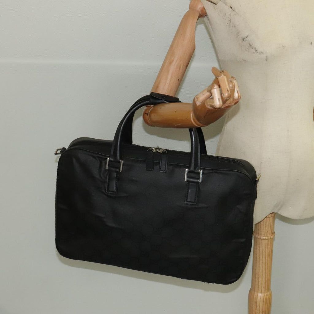 GUCCI GG Canvas Business Bag Black Silver 100341