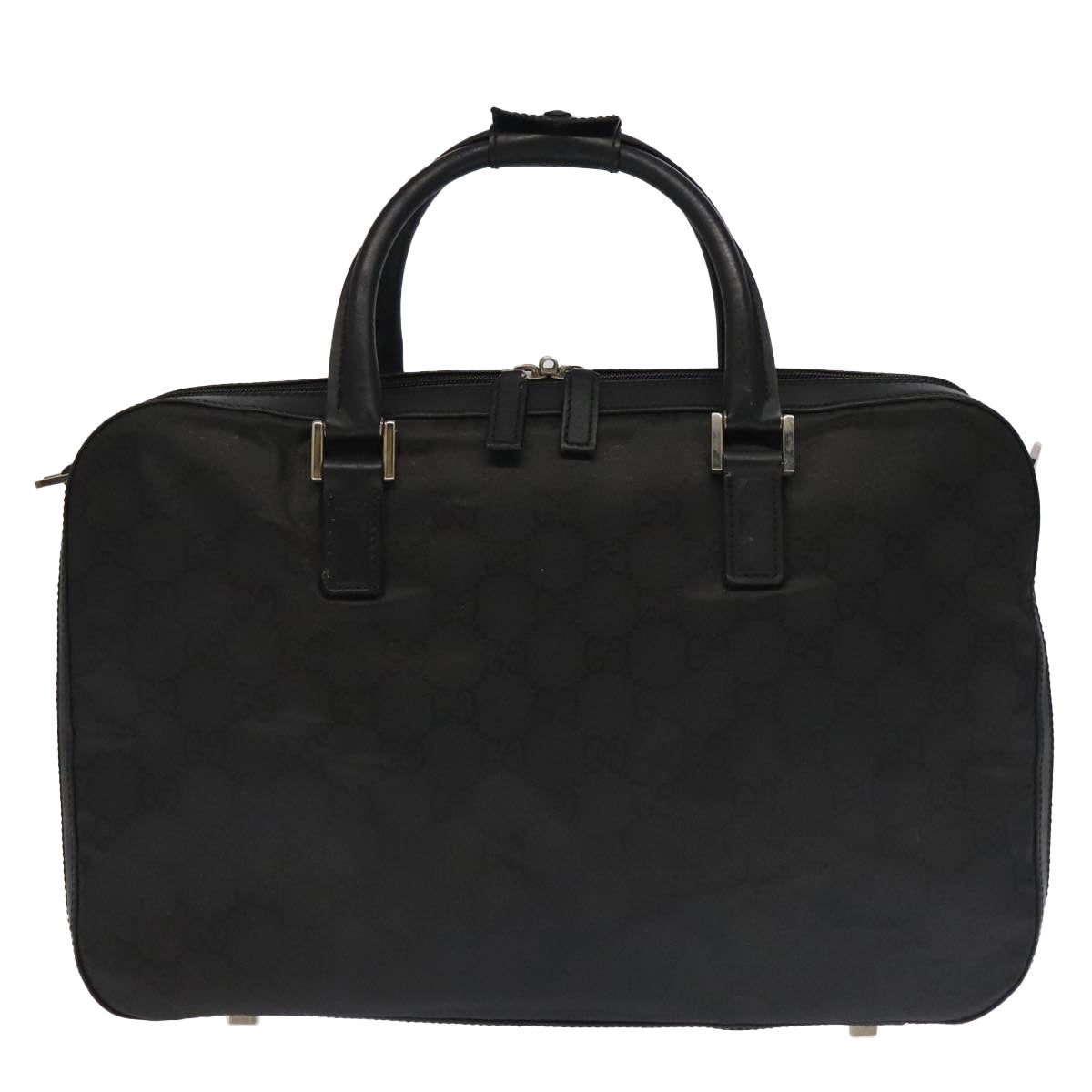 GUCCI GG Canvas Business Bag Black Silver 100341