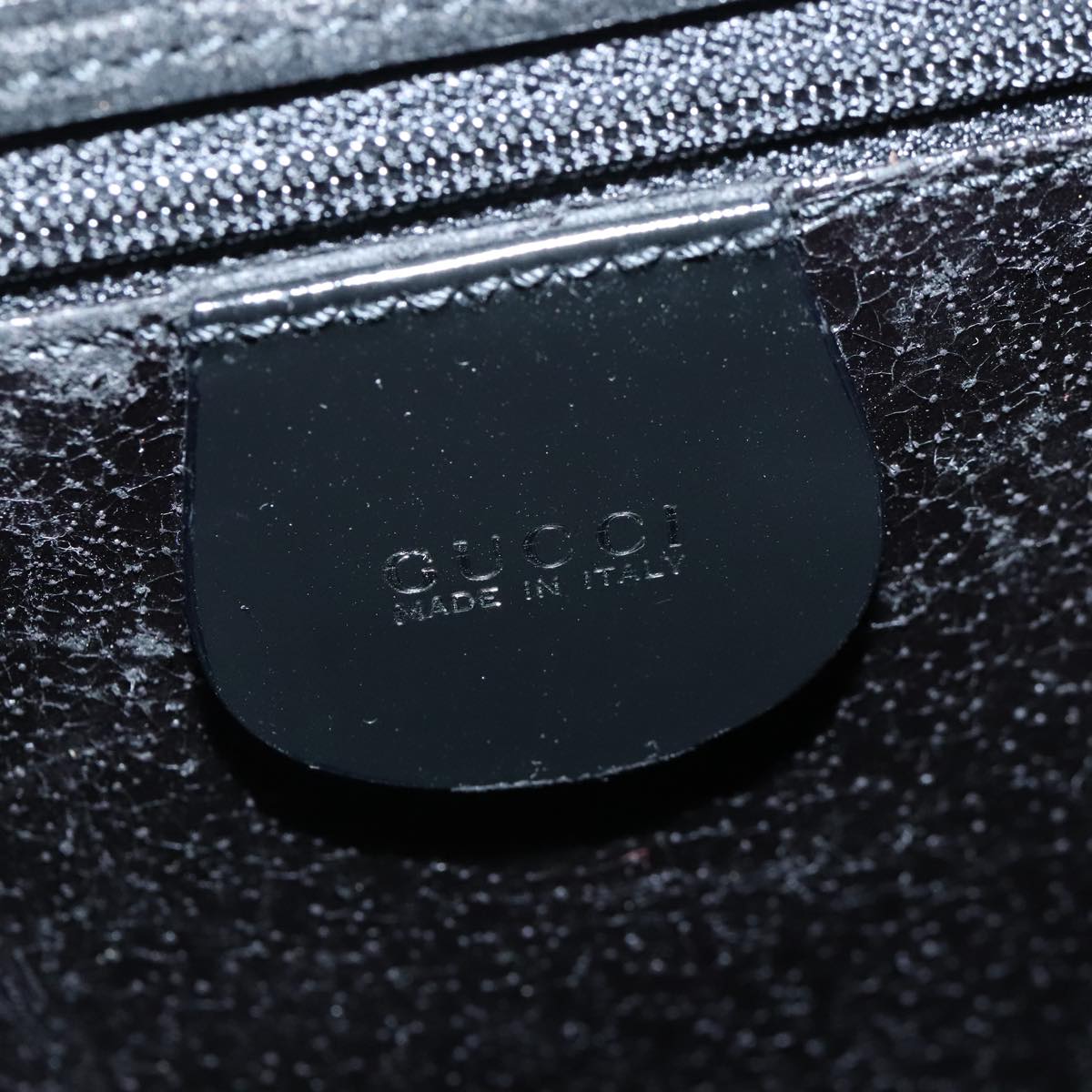 GUCCI Shoulder Bag Enamel Black Silver 001 2684 1737 100342