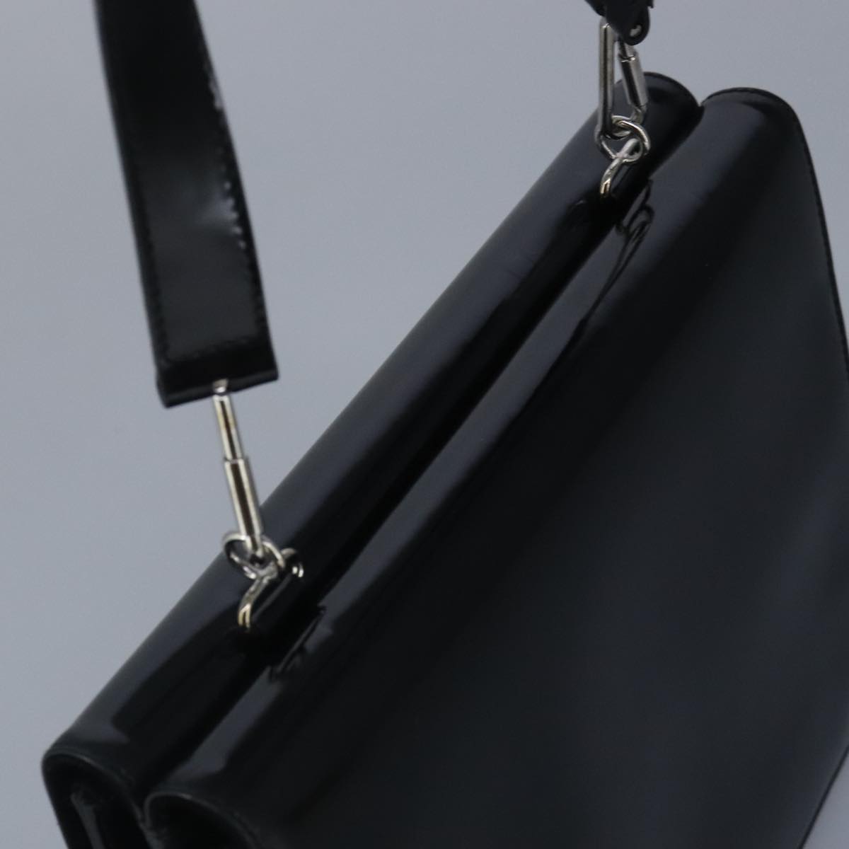 GUCCI Shoulder Bag Enamel Black Silver 001 2684 1737 100342