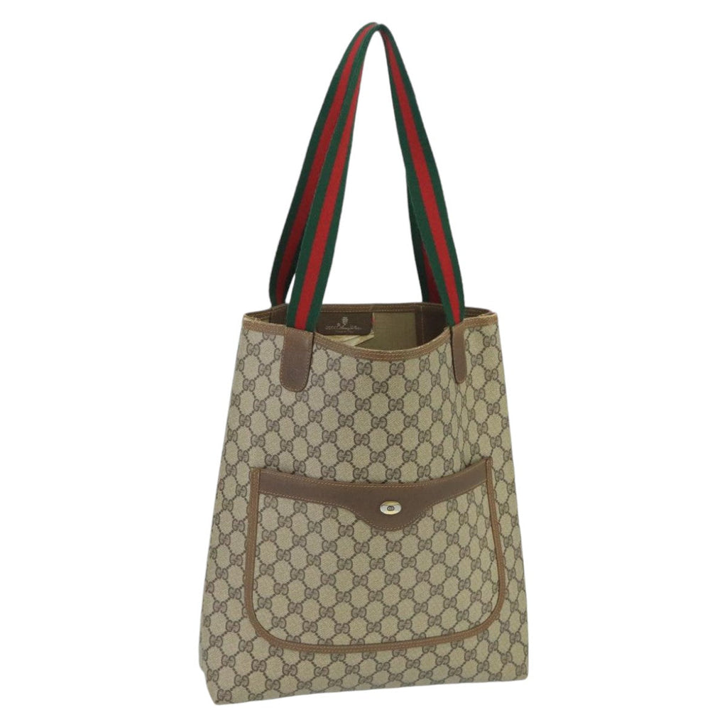GUCCI GG Supreme Web Sherry Line Tote Bag PVC Beige Red 40 02 003 100347