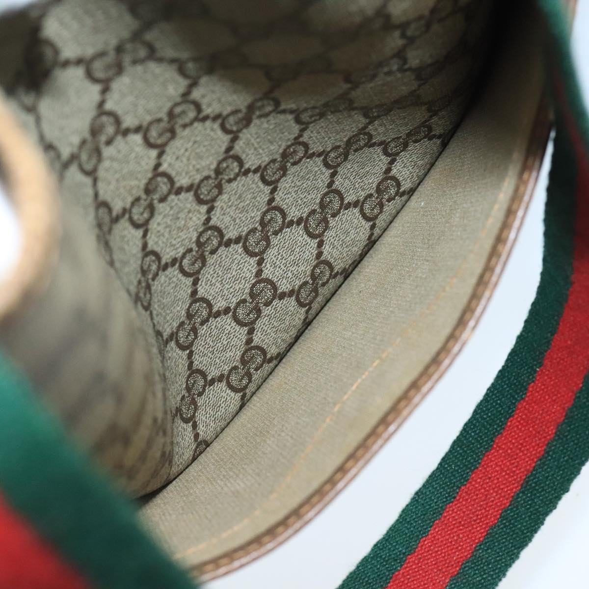 GUCCI GG Supreme Web Sherry Line Tote Bag PVC Beige Red 40 02 003 100347
