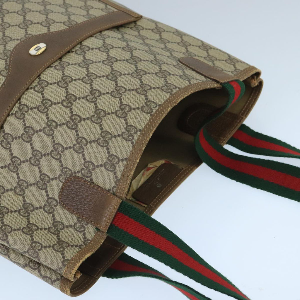 GUCCI GG Supreme Web Sherry Line Tote Bag PVC Beige Red 40 02 003 100347