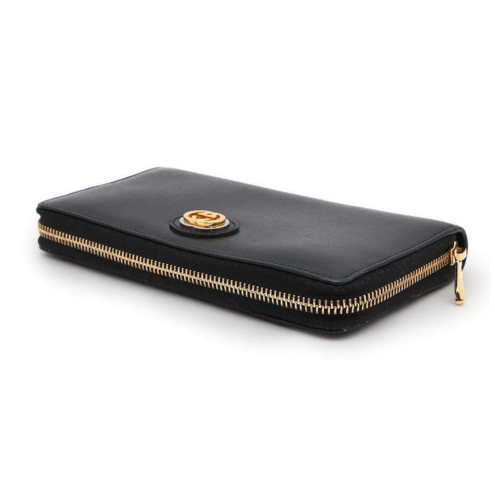 GUCCI Interlocking G Zip Around Long Cloth Black598543 Leather