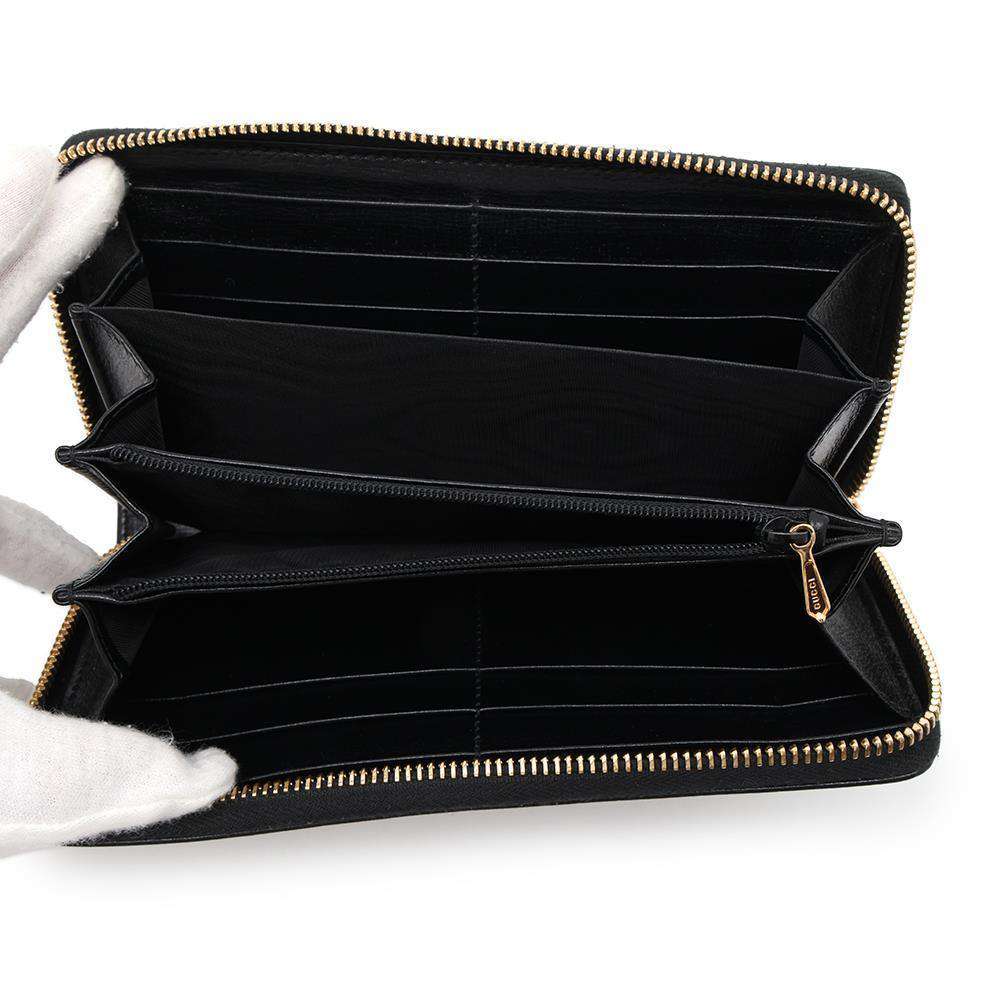 GUCCI Interlocking G Zip Around Long Cloth Black598543 Leather