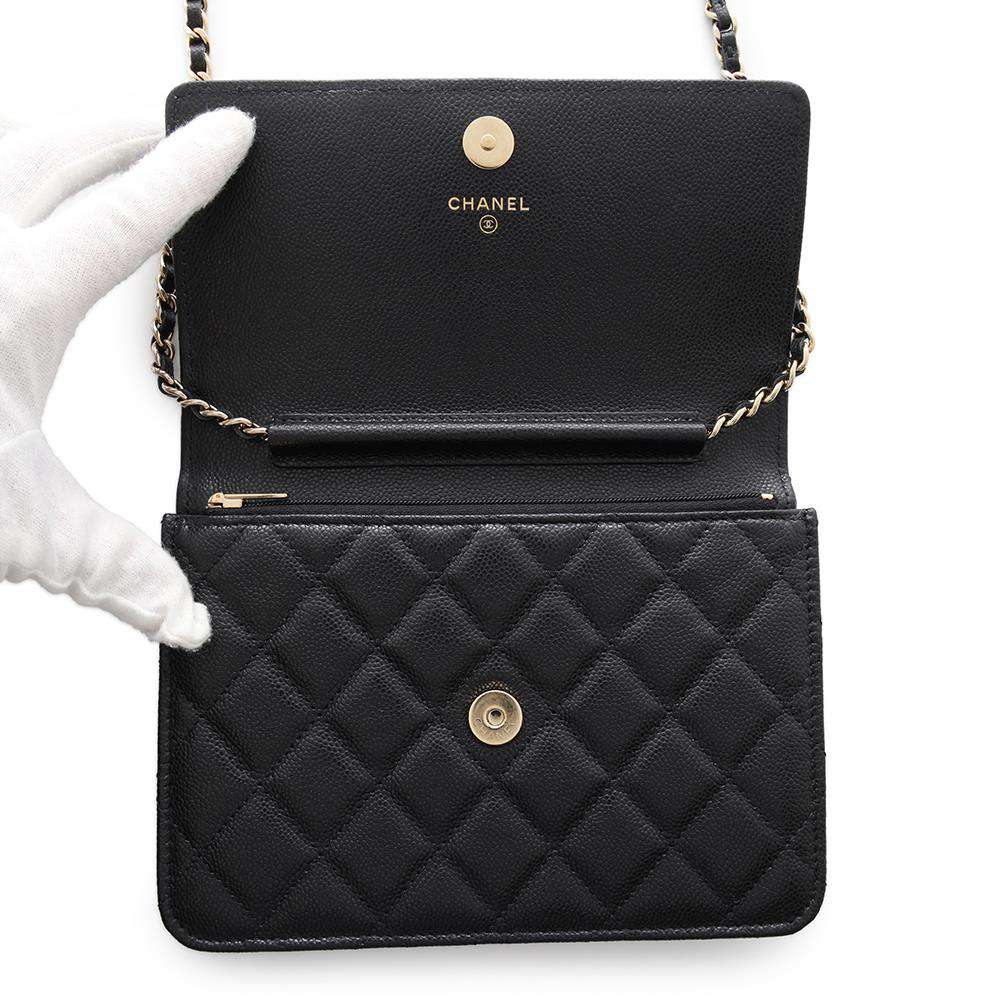 CHANEL Matelasse Chain wallet BlackAP3745 Caviar Leather