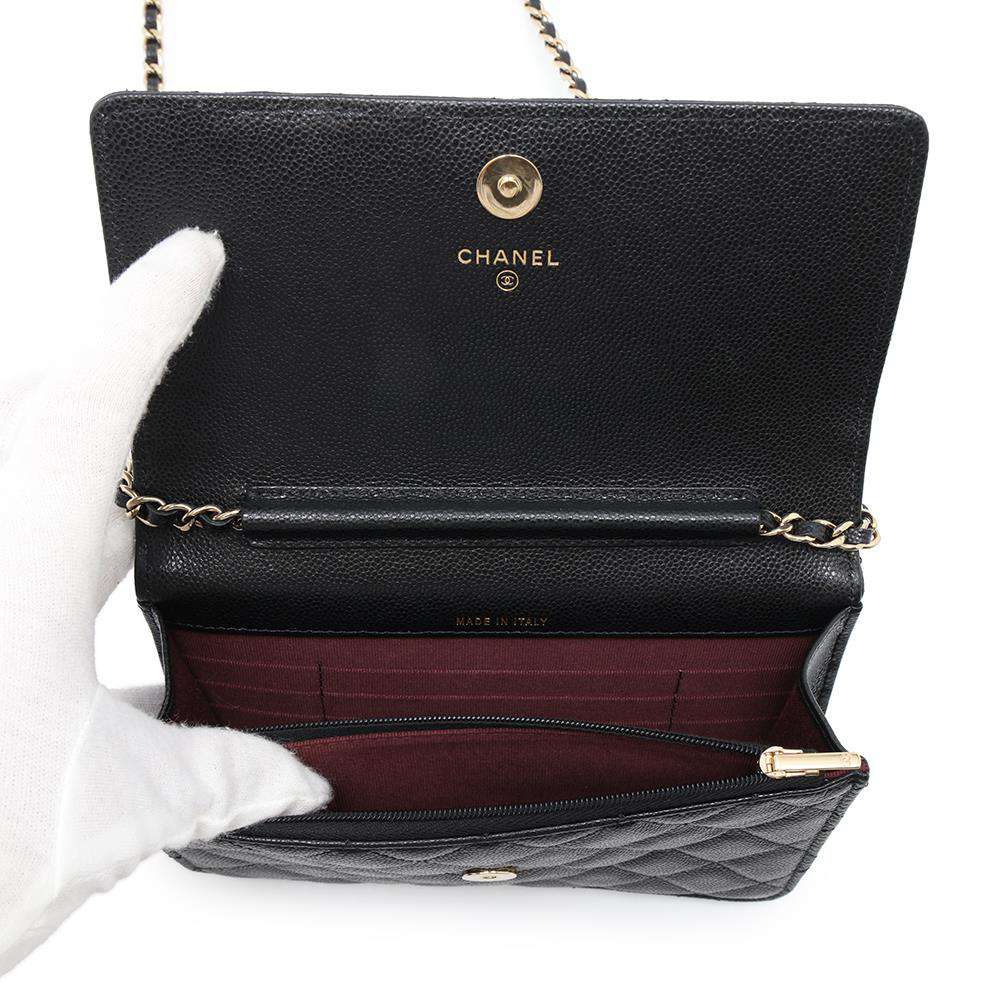 CHANEL Matelasse Chain wallet BlackAP3745 Caviar Leather