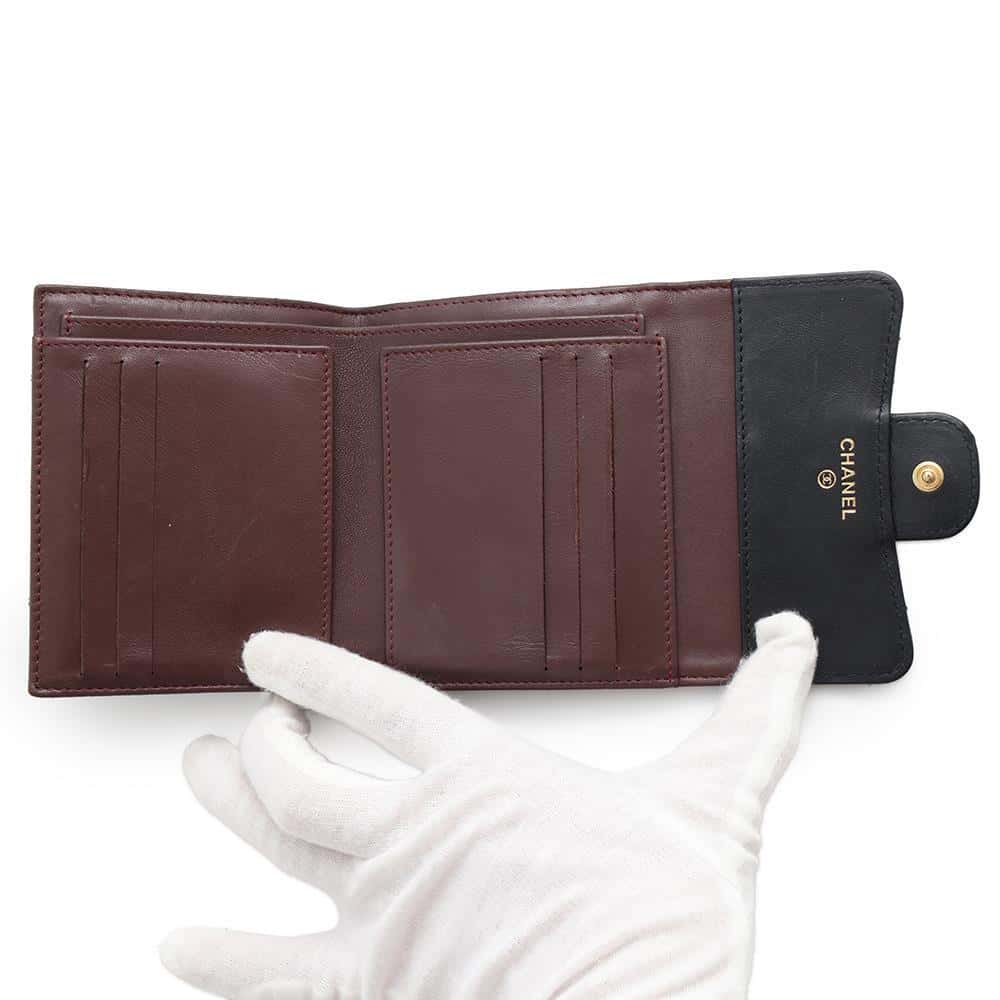CHANEL Matelasse compact wallet BlackA82288 Lambskin