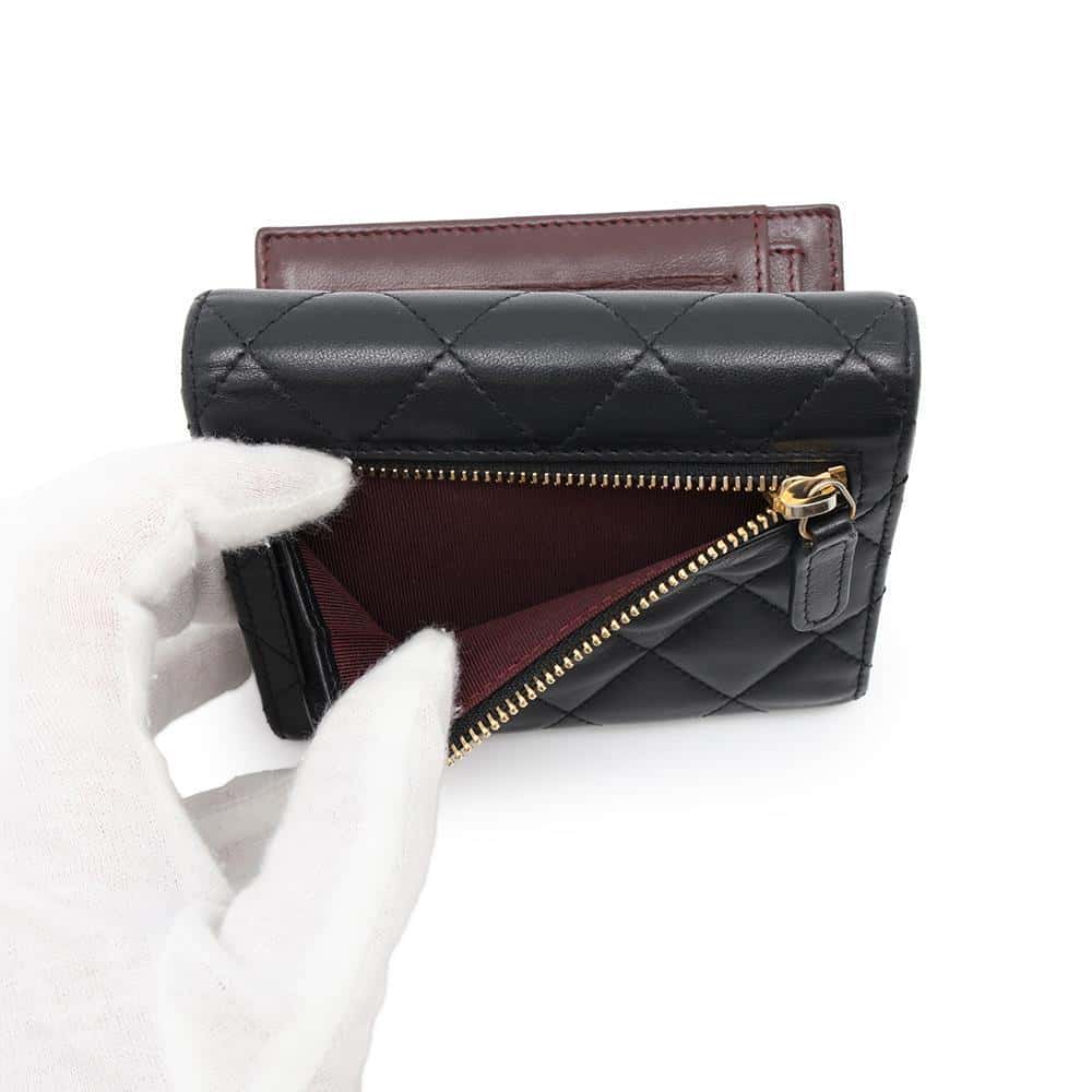 CHANEL Matelasse compact wallet BlackA82288 Lambskin