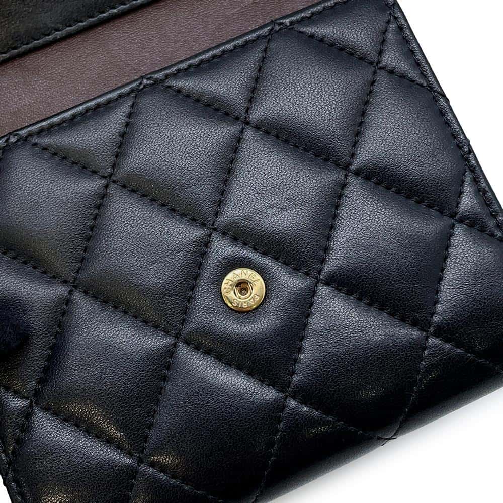 CHANEL Matelasse compact wallet BlackA82288 Lambskin
