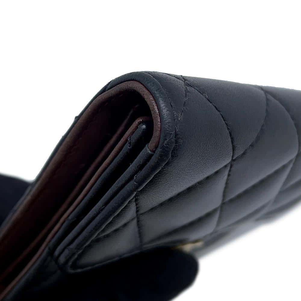 CHANEL Matelasse compact wallet BlackA82288 Lambskin