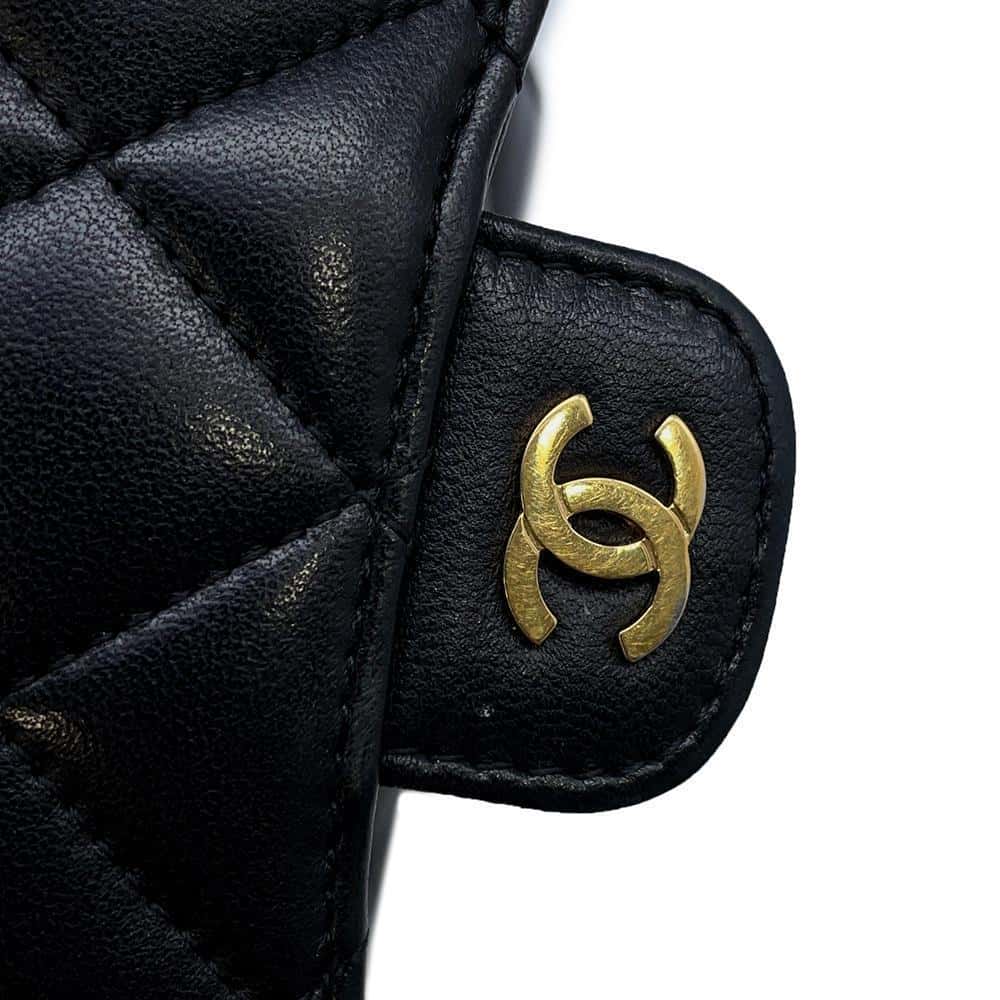 CHANEL Matelasse compact wallet BlackA82288 Lambskin