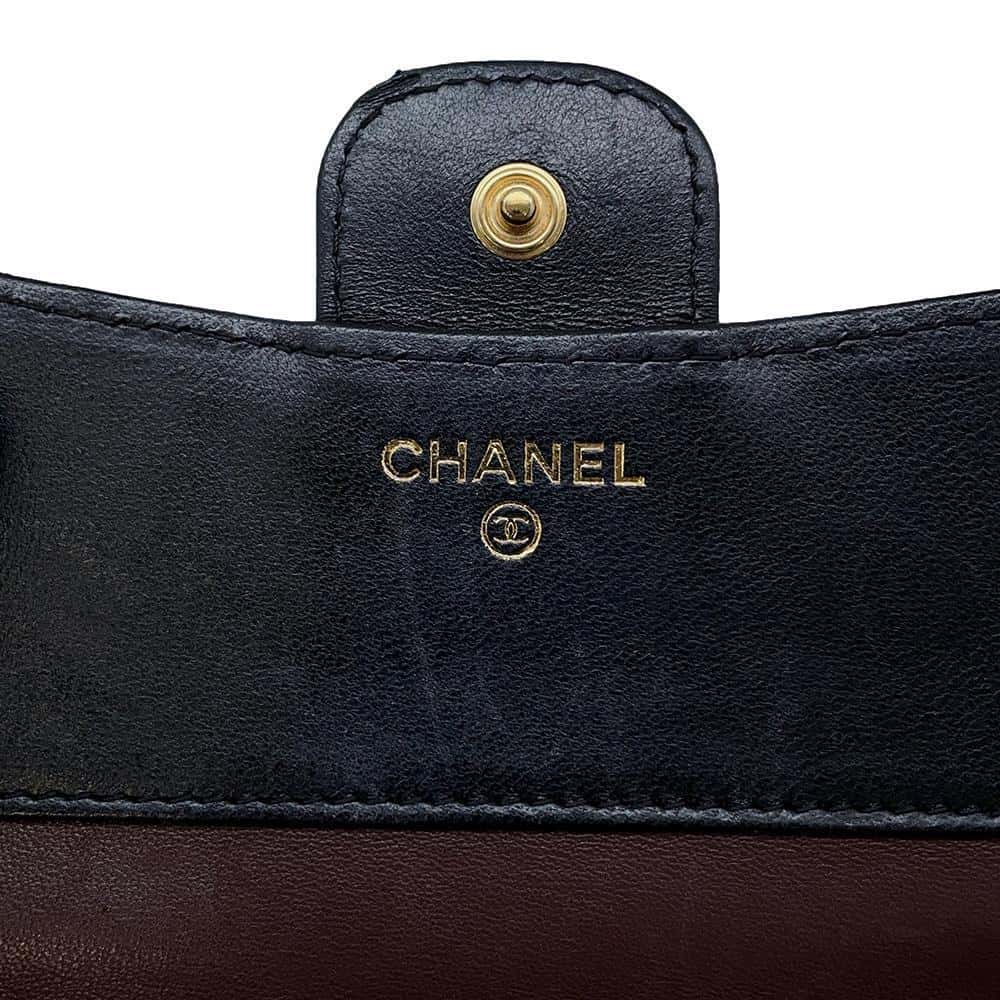 CHANEL Matelasse compact wallet BlackA82288 Lambskin