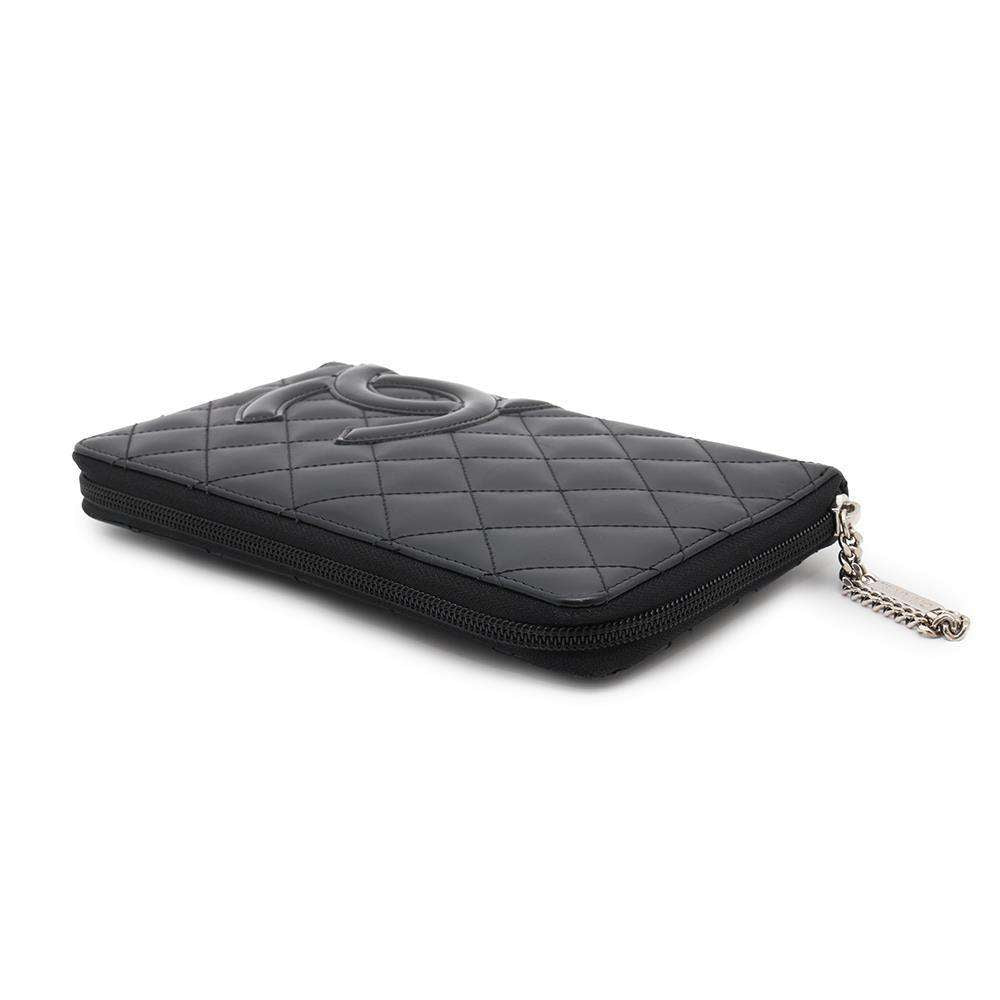 CHANEL Cambon Line Zip Around Long Cloth BlackA48660 Lambskin