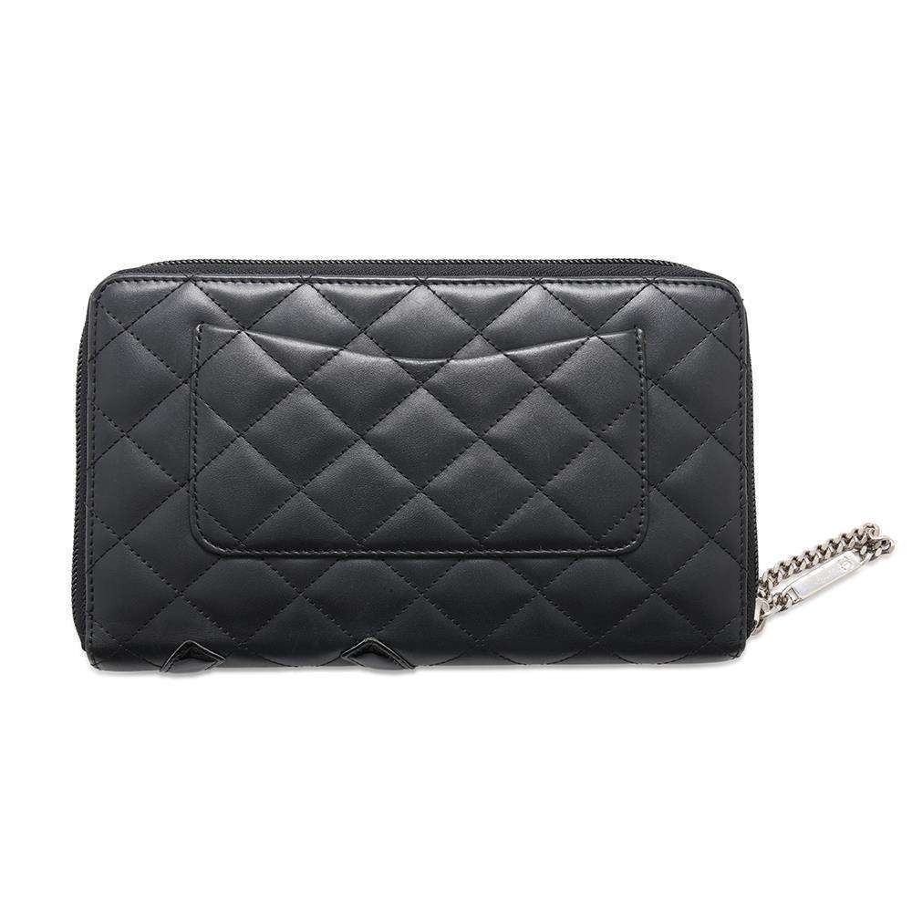 CHANEL Cambon Line Zip Around Long Cloth BlackA48660 Lambskin