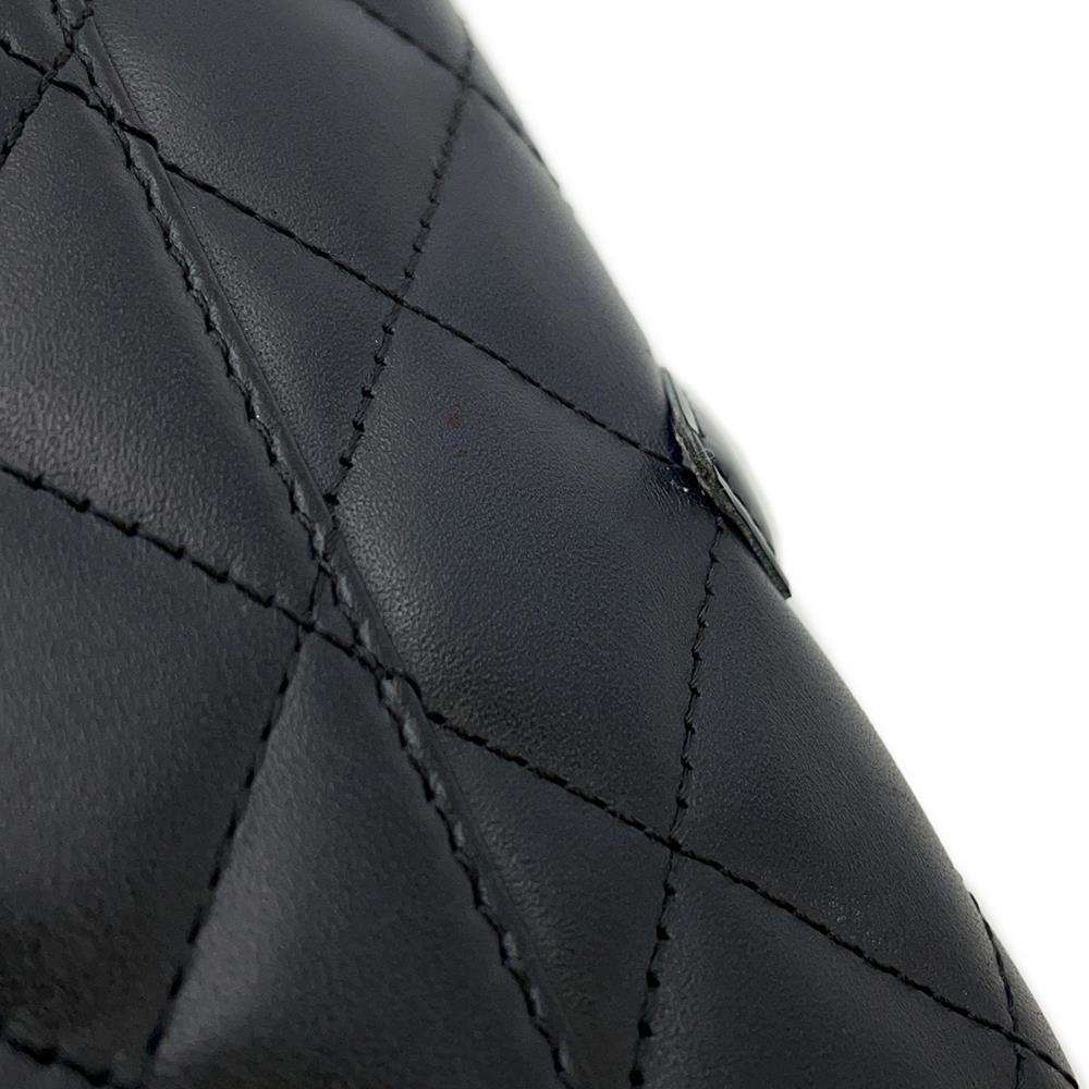 CHANEL Cambon Line Zip Around Long Cloth BlackA48660 Lambskin