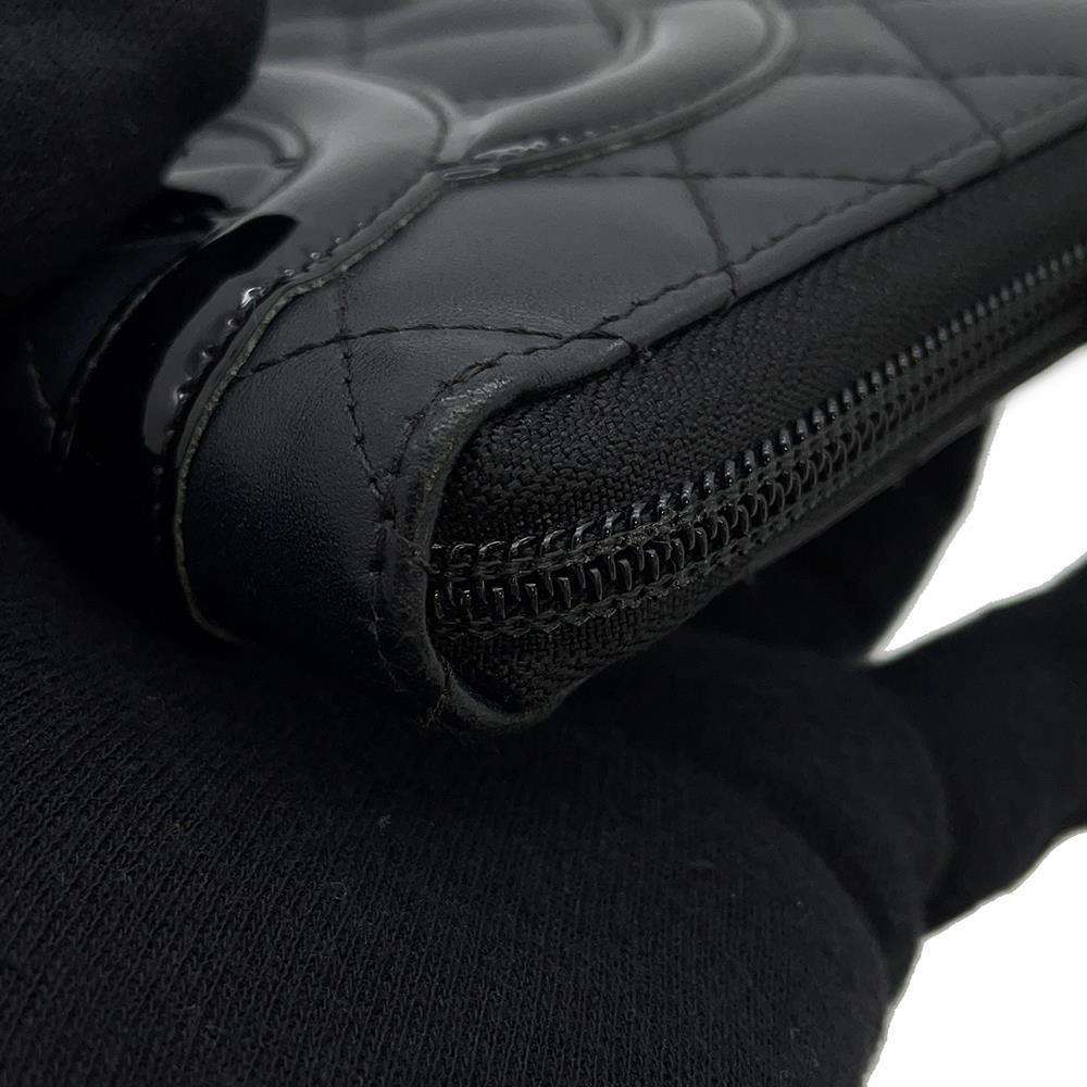 CHANEL Cambon Line Zip Around Long Cloth BlackA48660 Lambskin