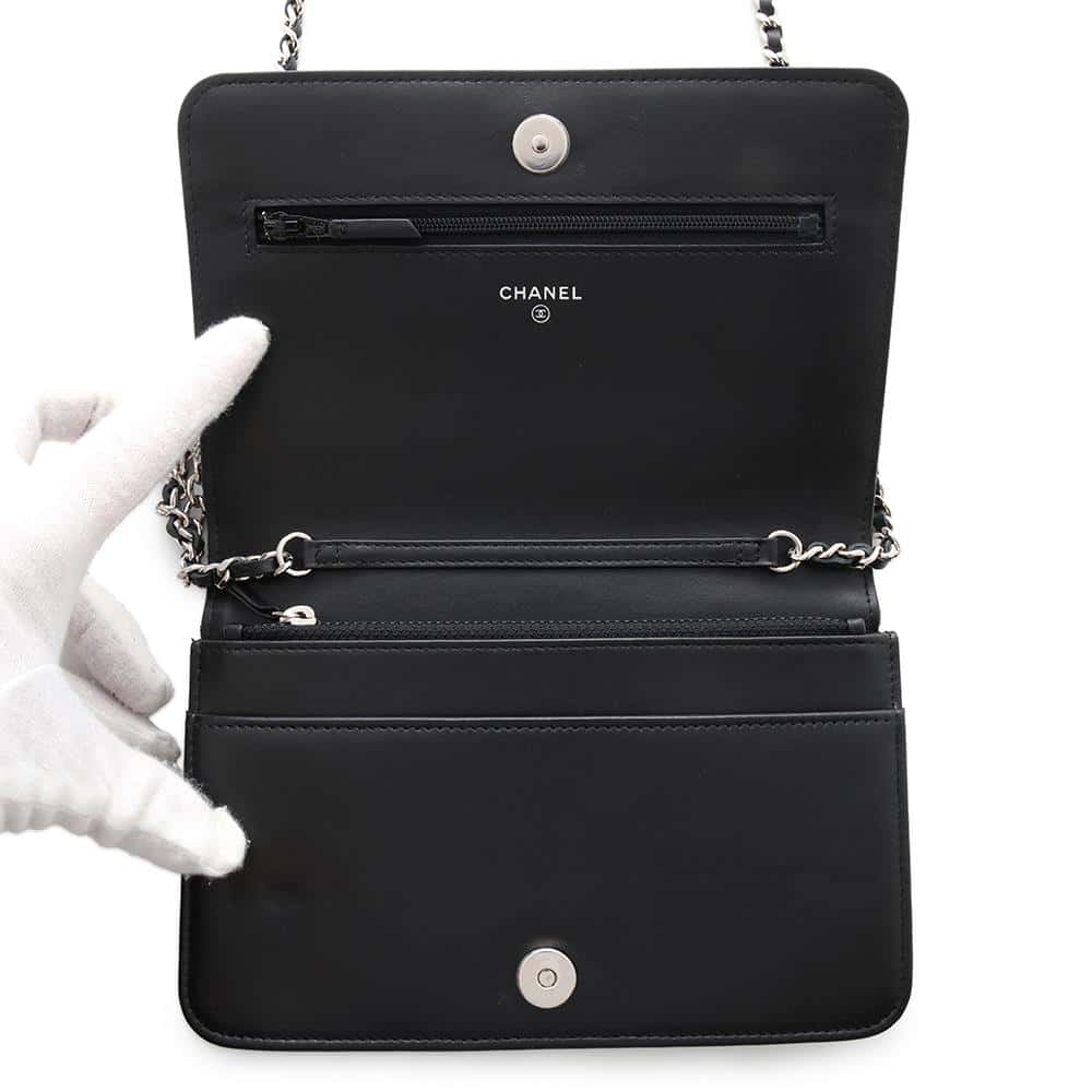 CHANEL V Stitch Chain wallet BlackA84444 Calf Leather