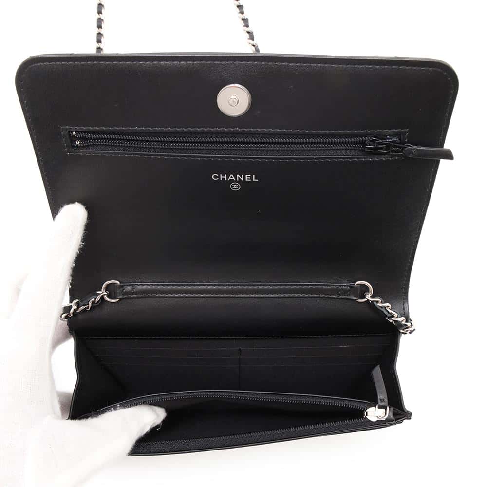 CHANEL V Stitch Chain wallet BlackA84444 Calf Leather