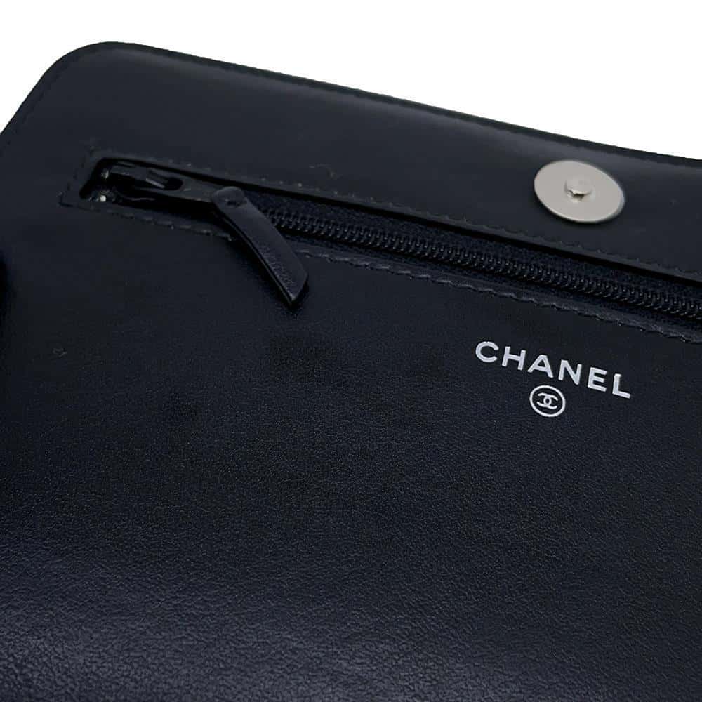 CHANEL V Stitch Chain wallet BlackA84444 Calf Leather