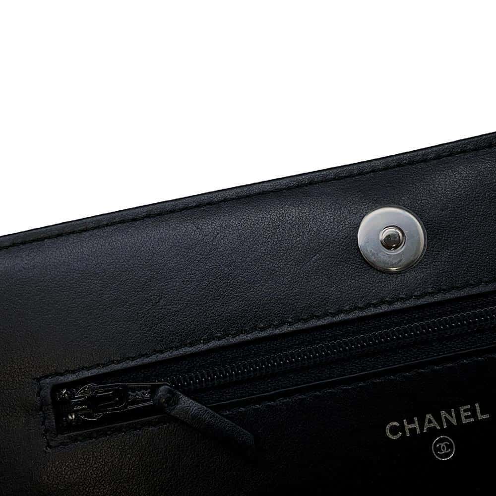 CHANEL V Stitch Chain wallet BlackA84444 Calf Leather