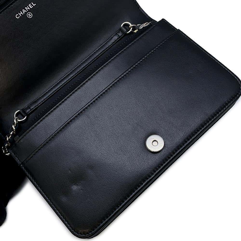 CHANEL V Stitch Chain wallet BlackA84444 Calf Leather