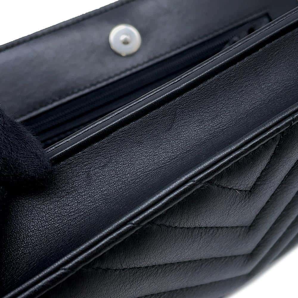 CHANEL V Stitch Chain wallet BlackA84444 Calf Leather