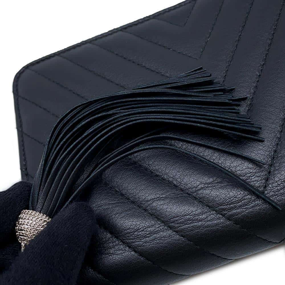CHANEL V Stitch Chain wallet BlackA84444 Calf Leather