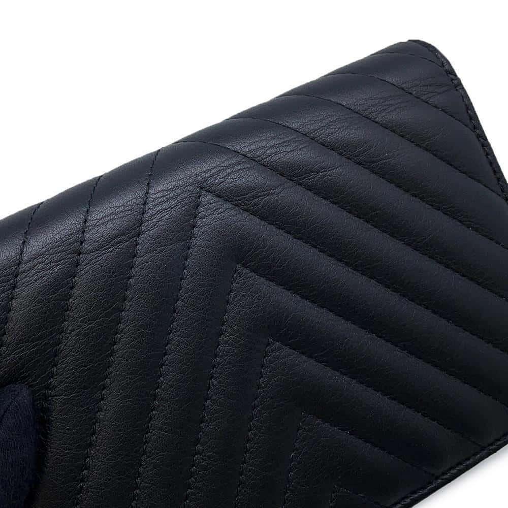 CHANEL V Stitch Chain wallet BlackA84444 Calf Leather