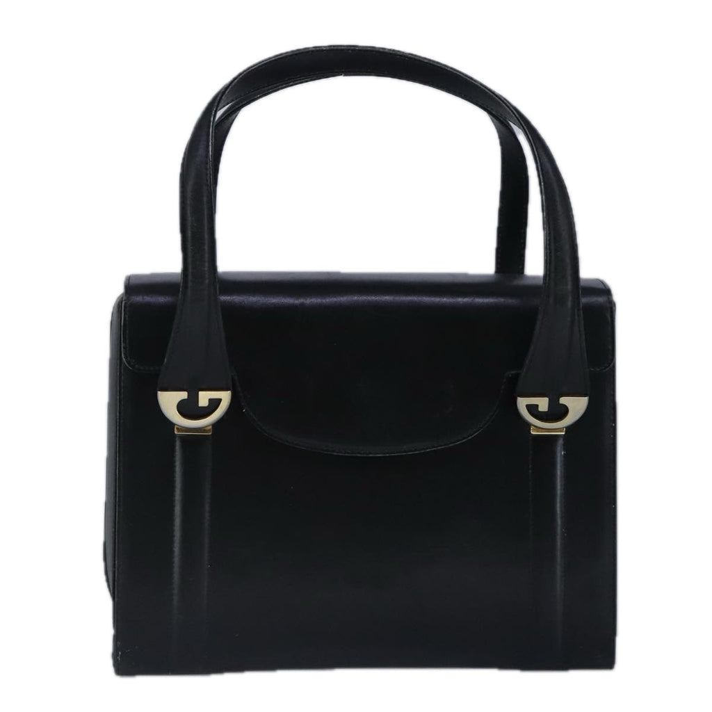 GUCCI Hand Bag Leather Black Gold 100355
