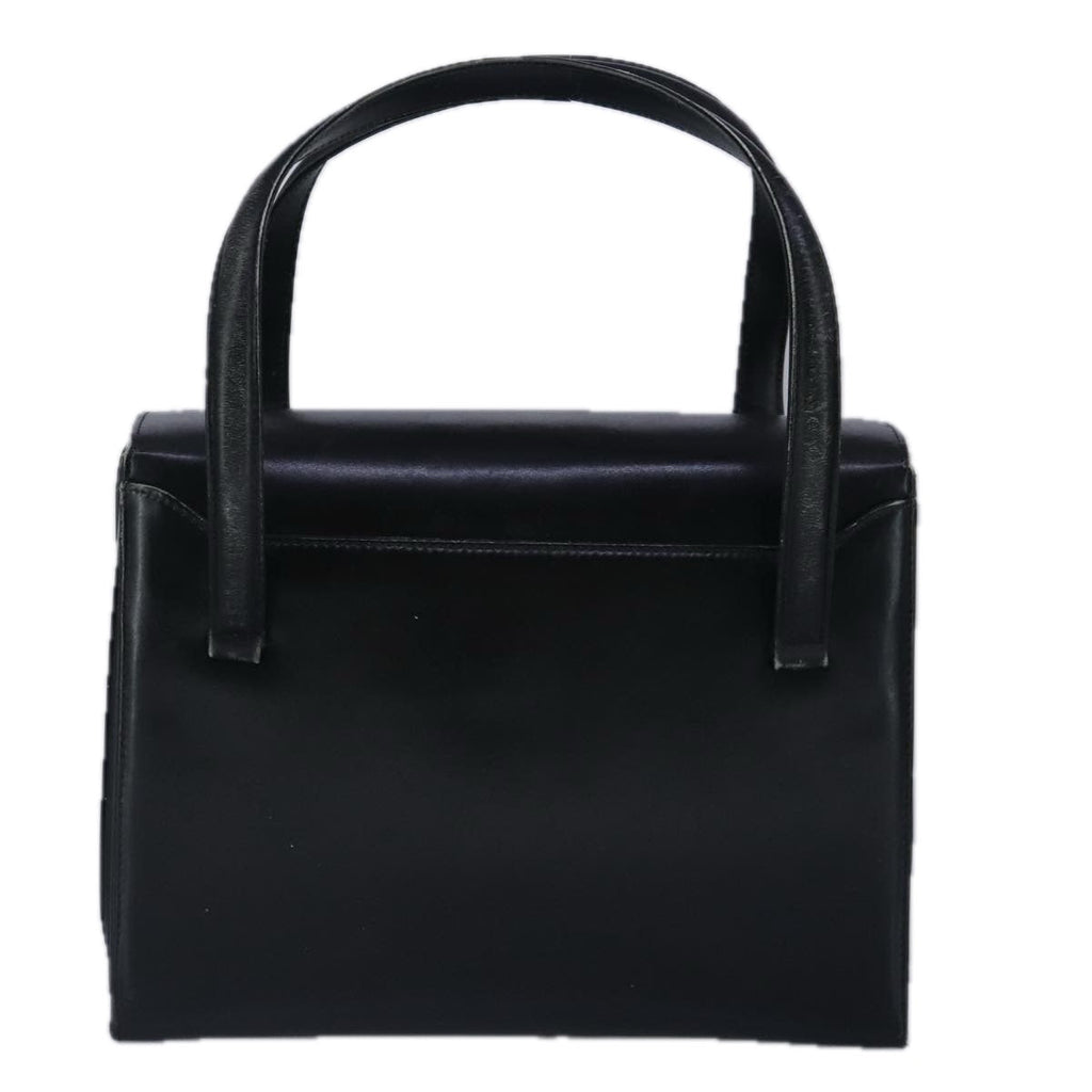 GUCCI Hand Bag Leather Black Gold 100355