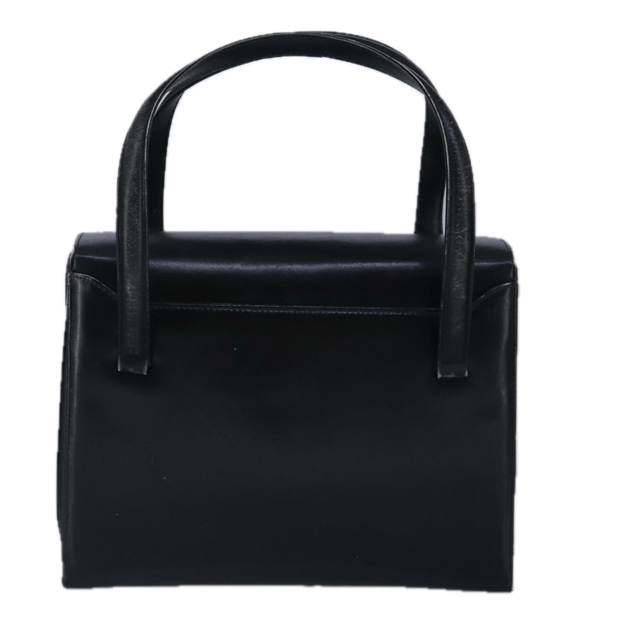 GUCCI Hand Bag Leather Black Gold 100355
