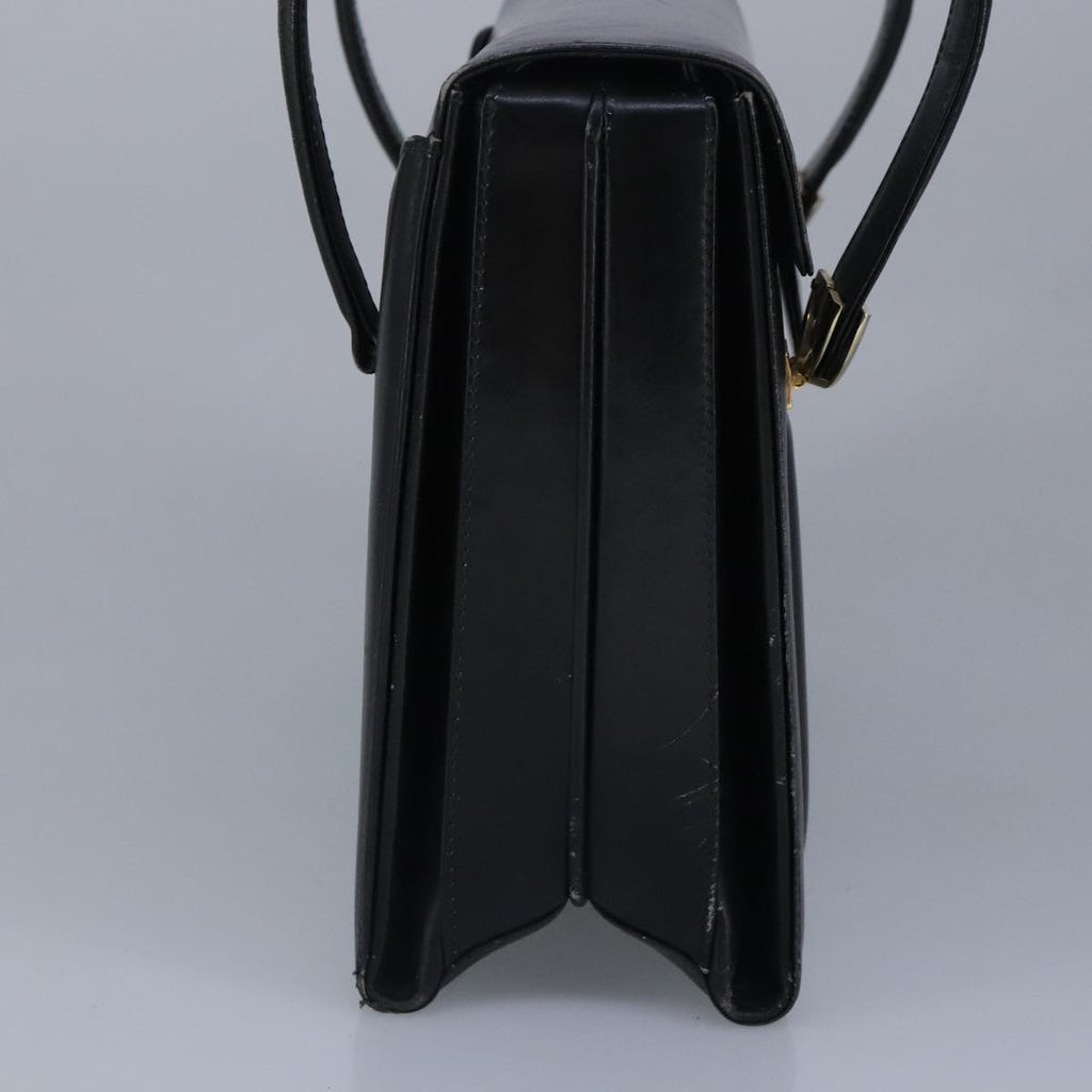 GUCCI Hand Bag Leather Black Gold 100355