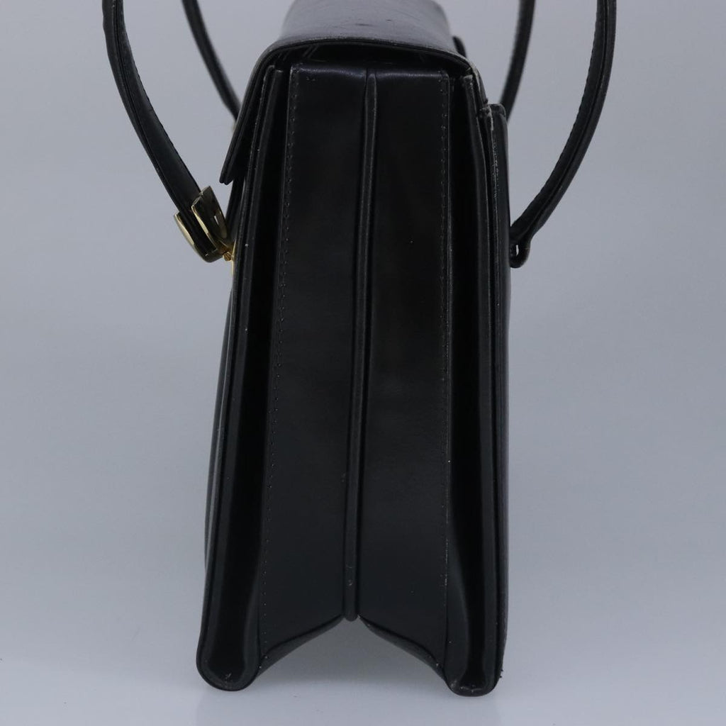 GUCCI Hand Bag Leather Black Gold 100355