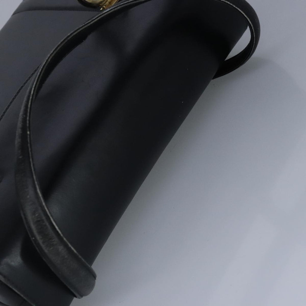 GUCCI Hand Bag Leather Black Gold 100355