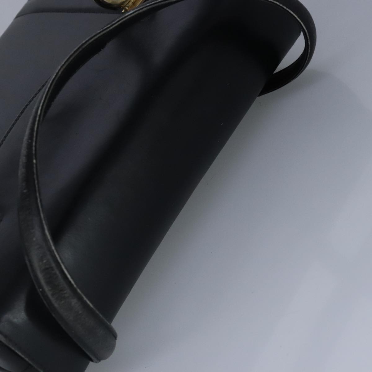 GUCCI Hand Bag Leather Black Gold 100355