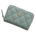 CHANEL Matelasse Classic Zip Coin Purse Light GreenAP0216 Caviar Leather
