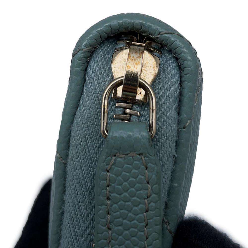 CHANEL Matelasse Classic Zip Coin Purse Light GreenAP0216 Caviar Leather