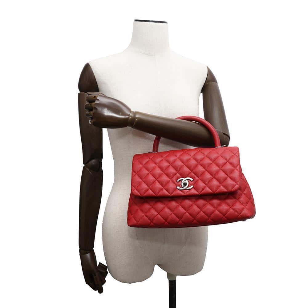 CHANEL Matelasse Coco Handle RedA92991 Caviar Leather