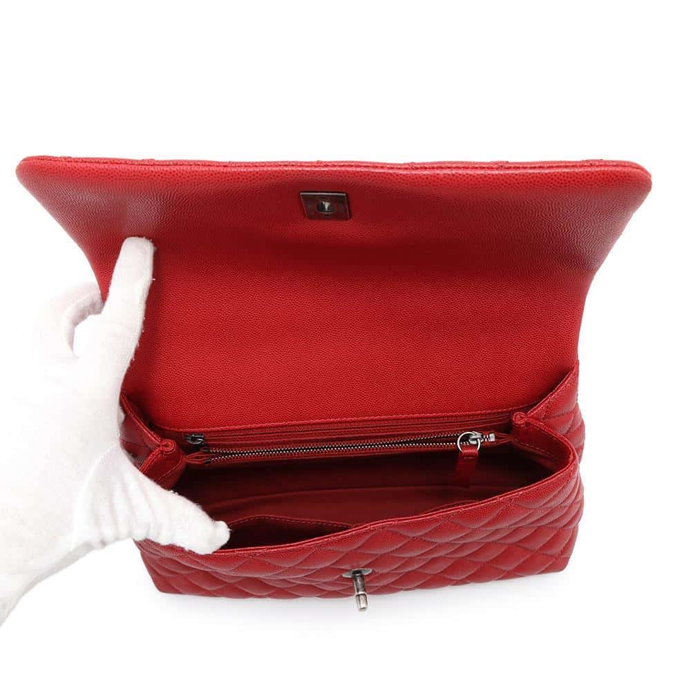CHANEL Matelasse Coco Handle RedA92991 Caviar Leather