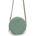 CHANEL Round Shoulder Bag Light GreenA70657 Lambskin