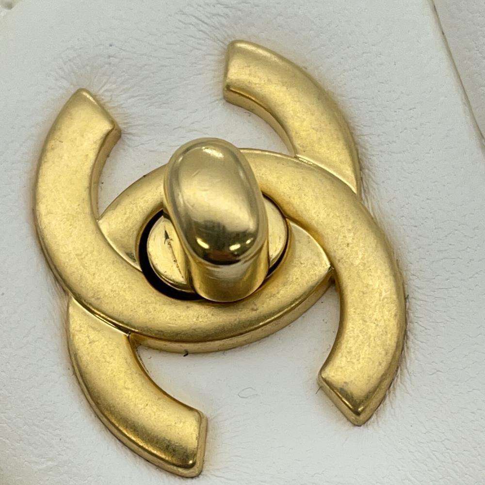 CHANEL Mini Materasse Chain Shoulder White Lambskin