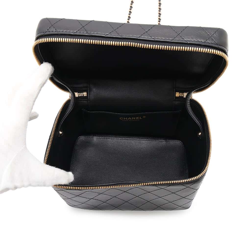 CHANEL Vanity Bag ChainShoulder Bag Black Leather