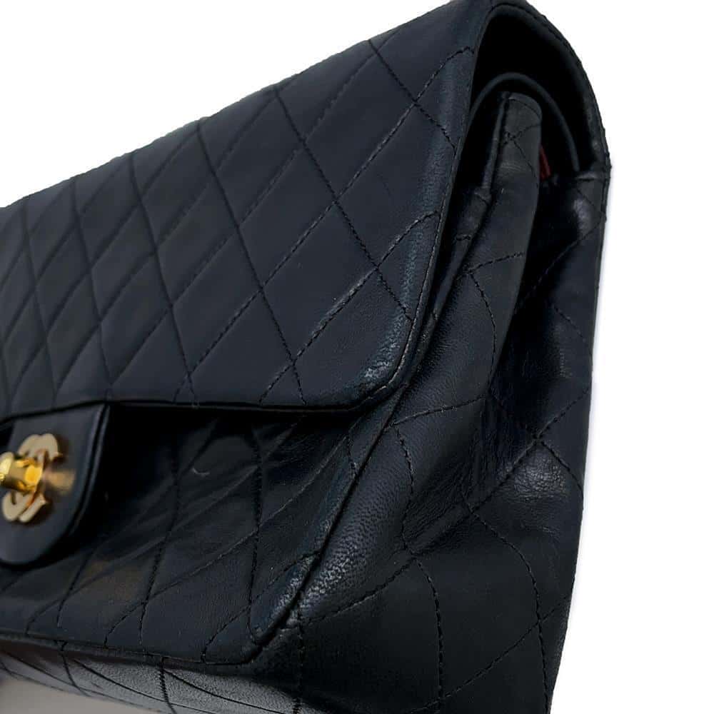 CHANEL Double Flap Matelasse ChainShoulder BlackA01112 Lambskin Size 25