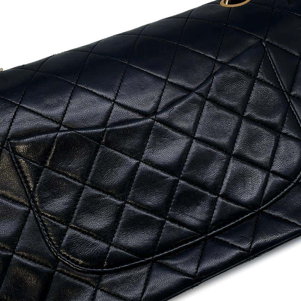 CHANEL Double Flap Matelasse ChainShoulder BlackA01112 Lambskin Size 25