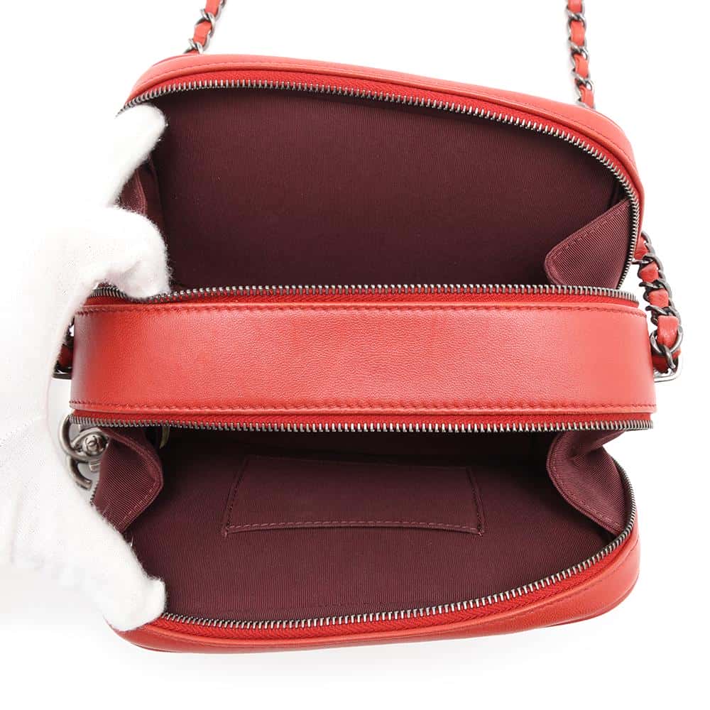 CHANEL Camera bag Red Lambskin