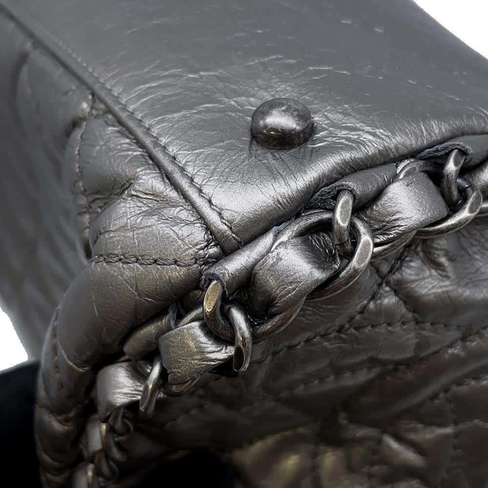 CHANEL Around Chain Shoulder Silver Leather